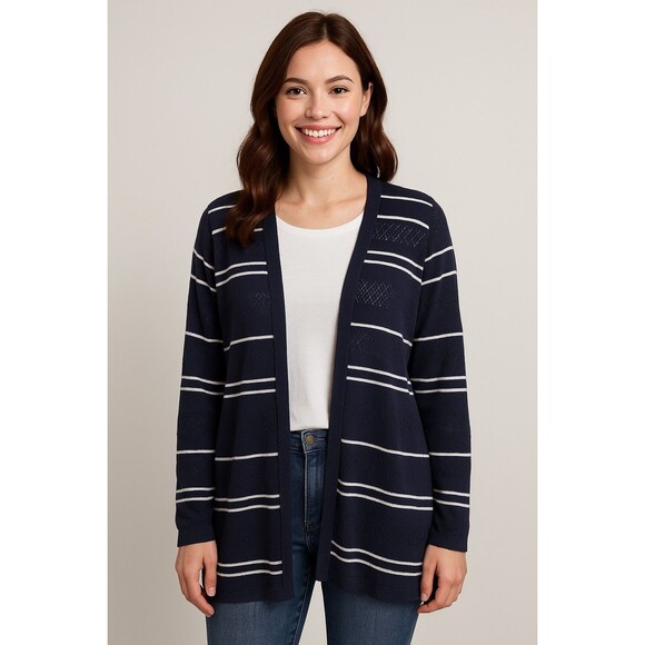 Basic Editions Lightweight Open Front Striped Cardigan XXL - Picture 1 of 4